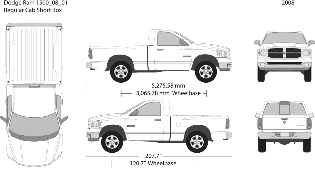 2008 Dodge Ram 1500 vector wrap template V01, Design-Ready PDF - GravBase