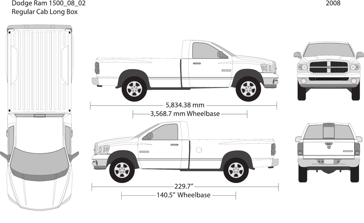 2008 Dodge Ram 1500 vector wrap template V02, Design-Ready PDF - GravBase