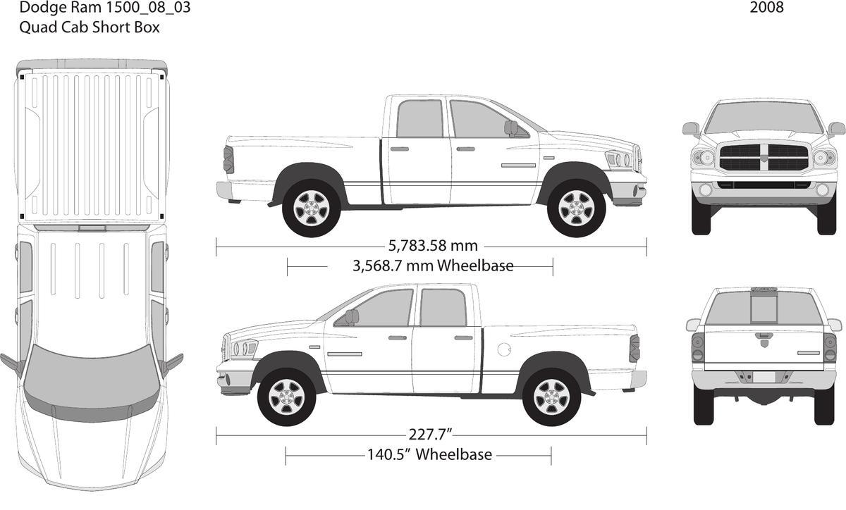 2008 Dodge Ram 1500 vector wrap template V03, Design-Ready PDF - GravBase