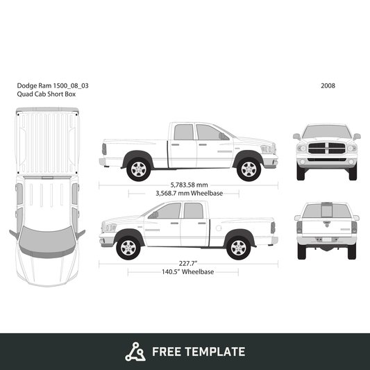 2008 Dodge Ram 1500 free vector vehicle wrap template - GravBase