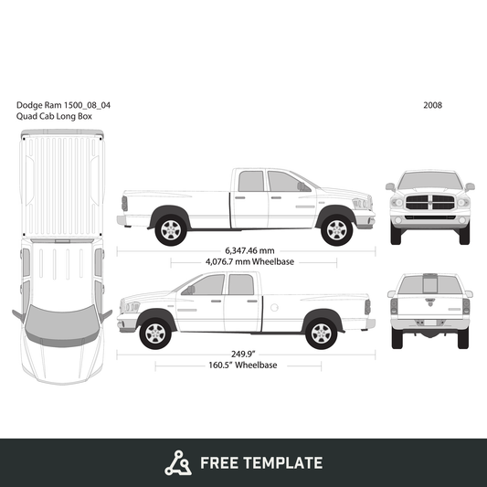 2008 Dodge Ram 1500 free vector vehicle wrap template - GravBase