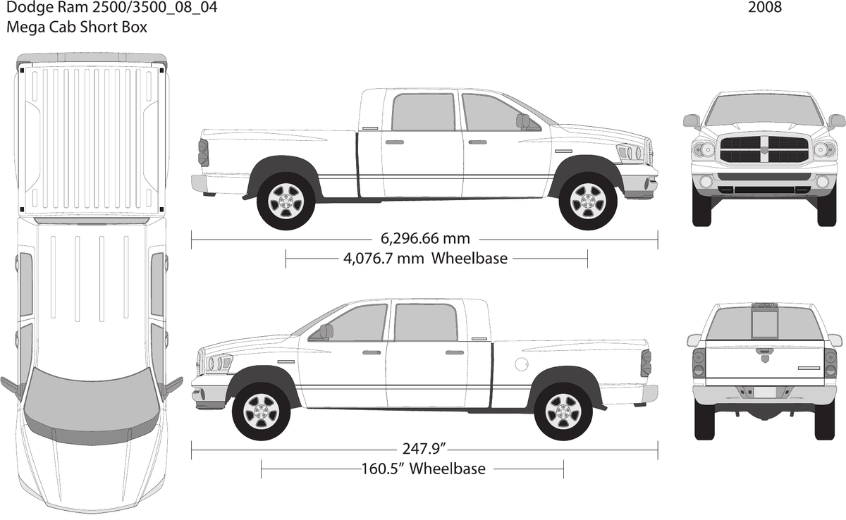 2008 Dodge Ram 2500_3500 vector wrap template V04, Design-Ready PDF - GravBase