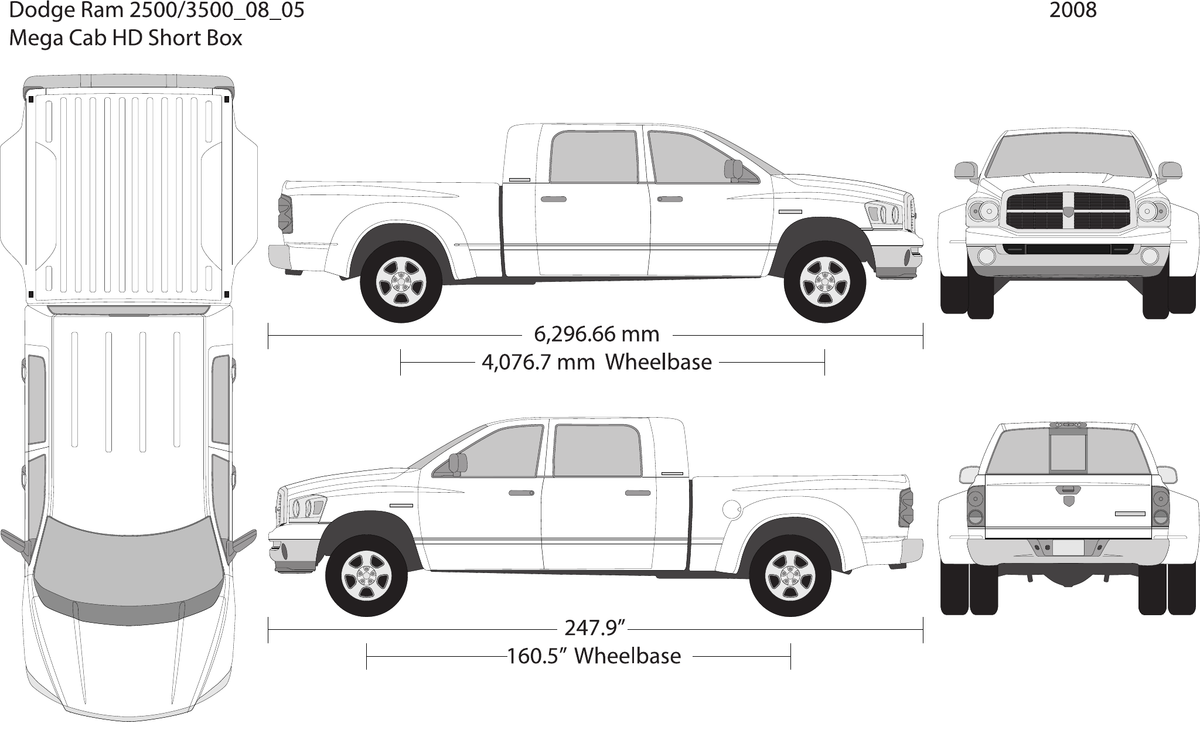 2008 Dodge Ram 2500_3500 vector wrap template V05, Design-Ready PDF - GravBase