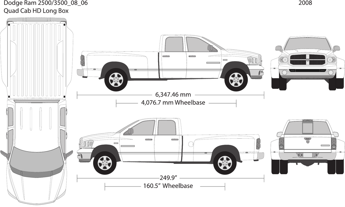 2008 Dodge Ram 2500_3500 vector wrap template V06, Design-Ready PDF - GravBase