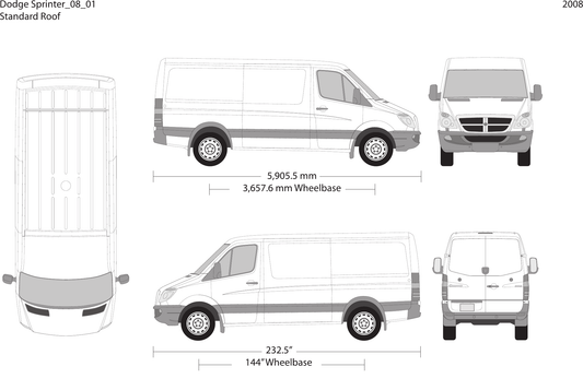 2008 Dodge Sprinter vector wrap template V01, Design-Ready PDF - GravBase