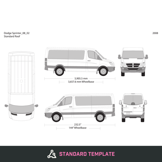 2008 Dodge Sprinter vector wrap template V02, Design-Ready PDF - GravBase