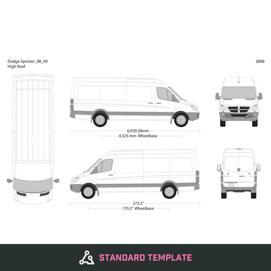 2008 Dodge Sprinter vector wrap template V09, Design-Ready PDF - GravBase