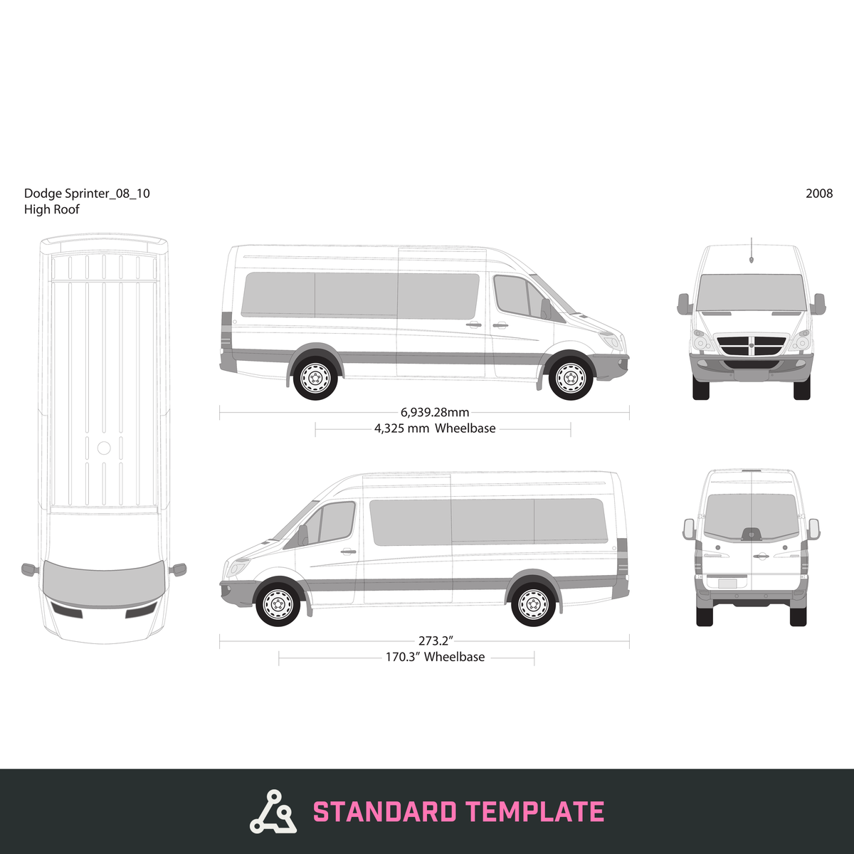 2008 Dodge Sprinter vector wrap template V10, Design-Ready PDF - GravBase