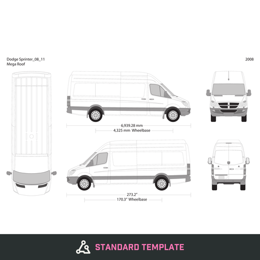 2008 Dodge Sprinter vector wrap template V11, Design-Ready PDF - GravBase