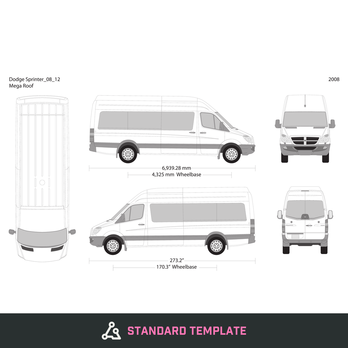 2008 Dodge Sprinter vector wrap template V12, Design-Ready PDF - GravBase