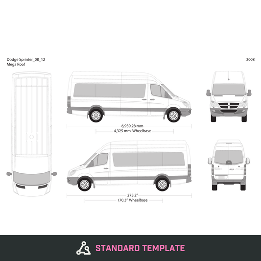 2008 Dodge Sprinter vector wrap template V12, Design-Ready PDF - GravBase