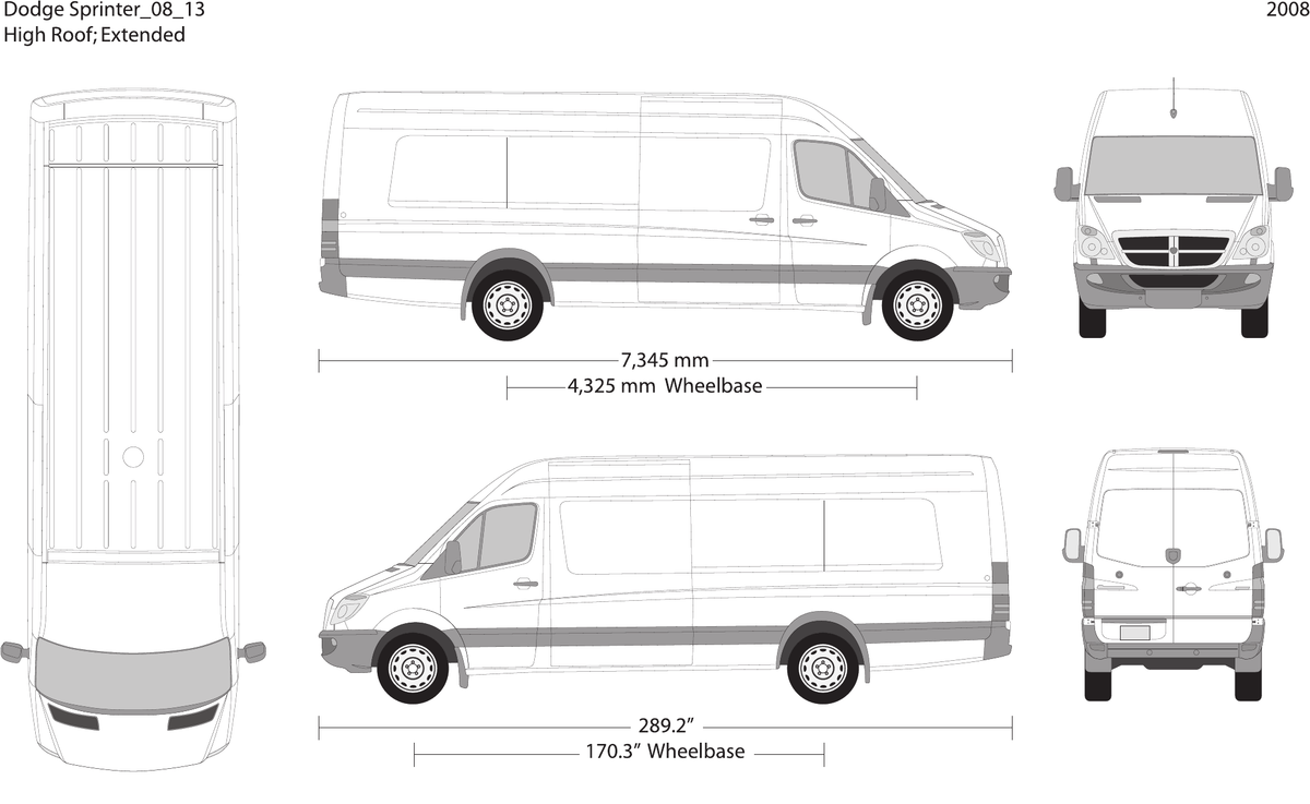 2008 Dodge Sprinter vector wrap template V13, Design-Ready PDF - GravBase