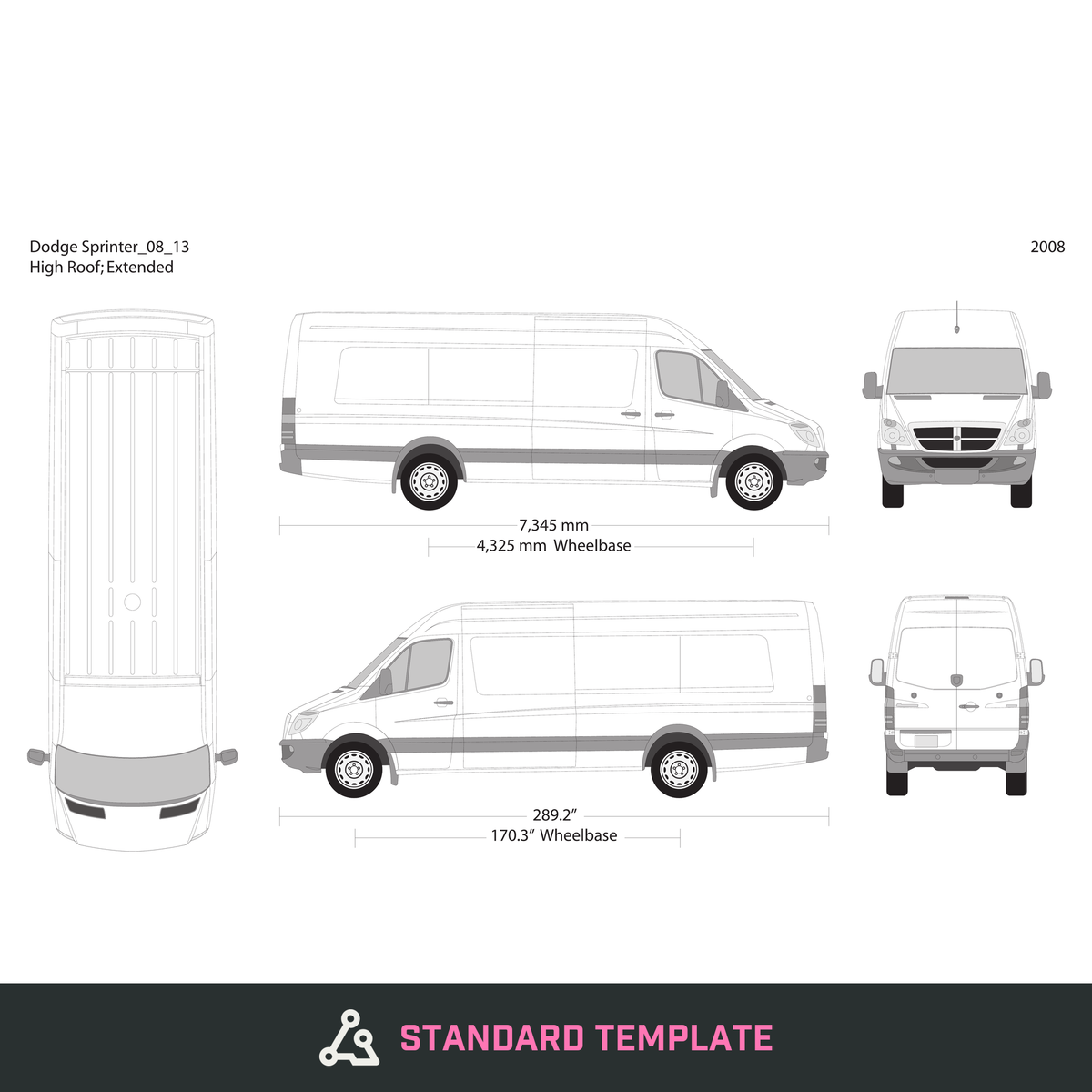2008 Dodge Sprinter vector wrap template V13, Design-Ready PDF - GravBase