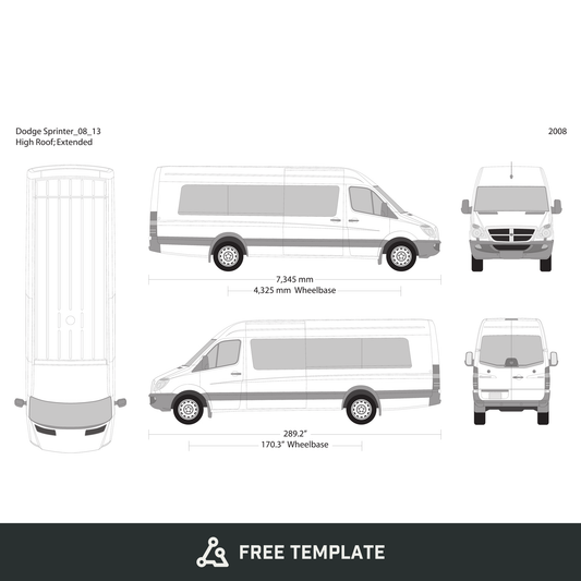 2008 Dodge Sprinter free vector vehicle wrap template - GravBase