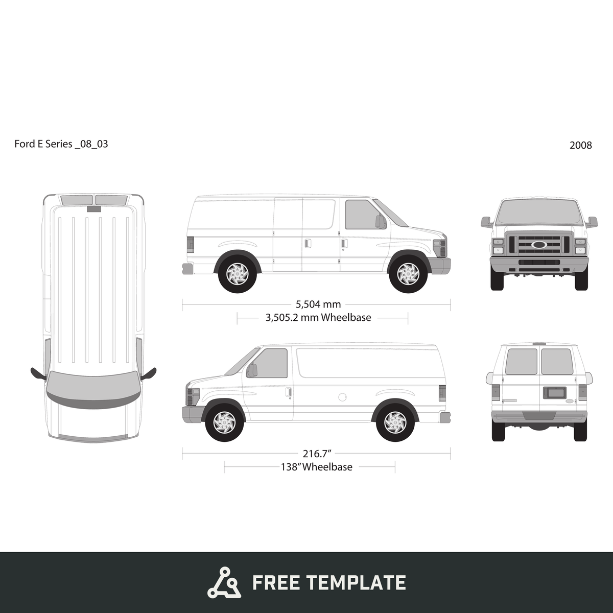 2008 Ford E Series free vector vehicle wrap template - GravBase