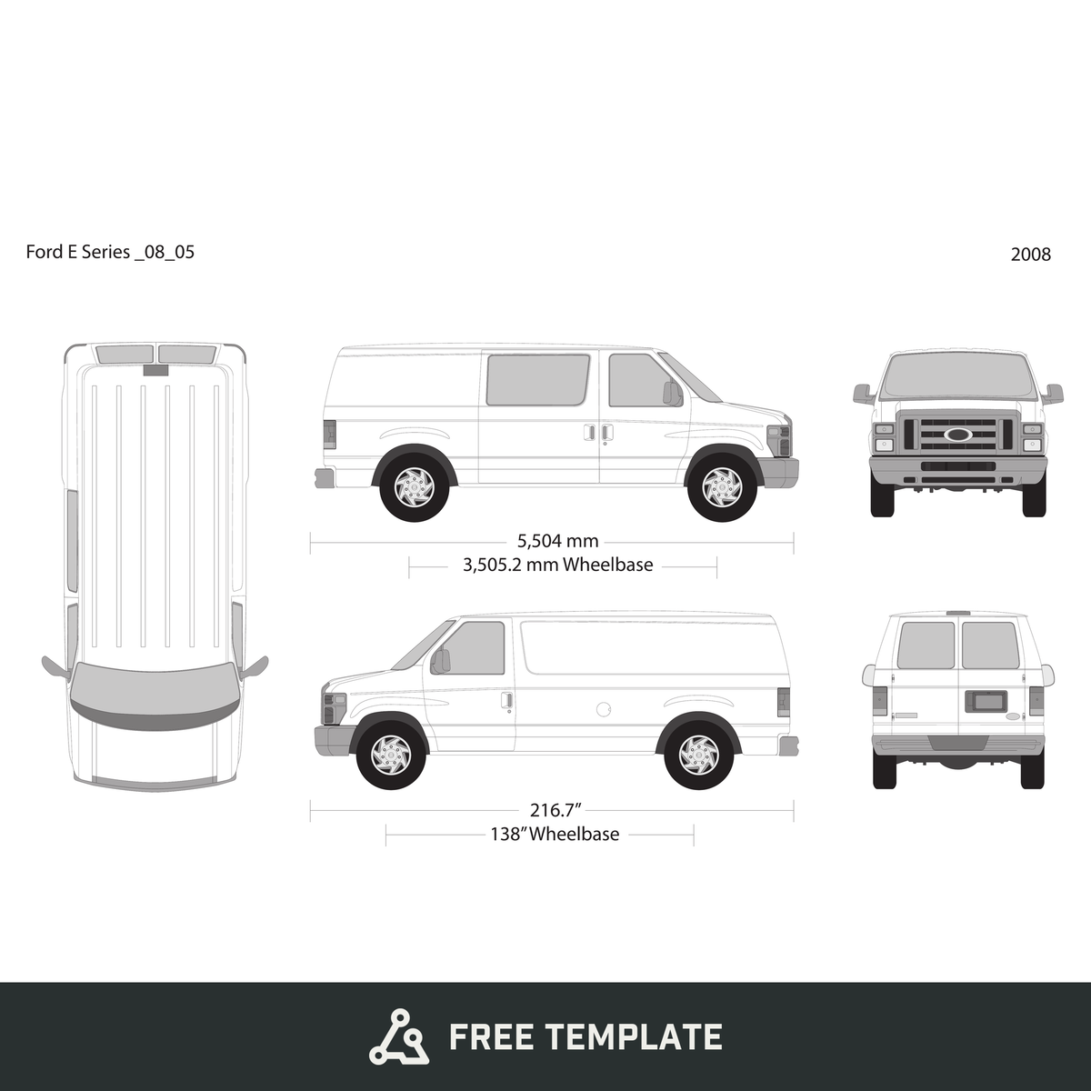 2008 Ford E Series free vector vehicle wrap template - GravBase