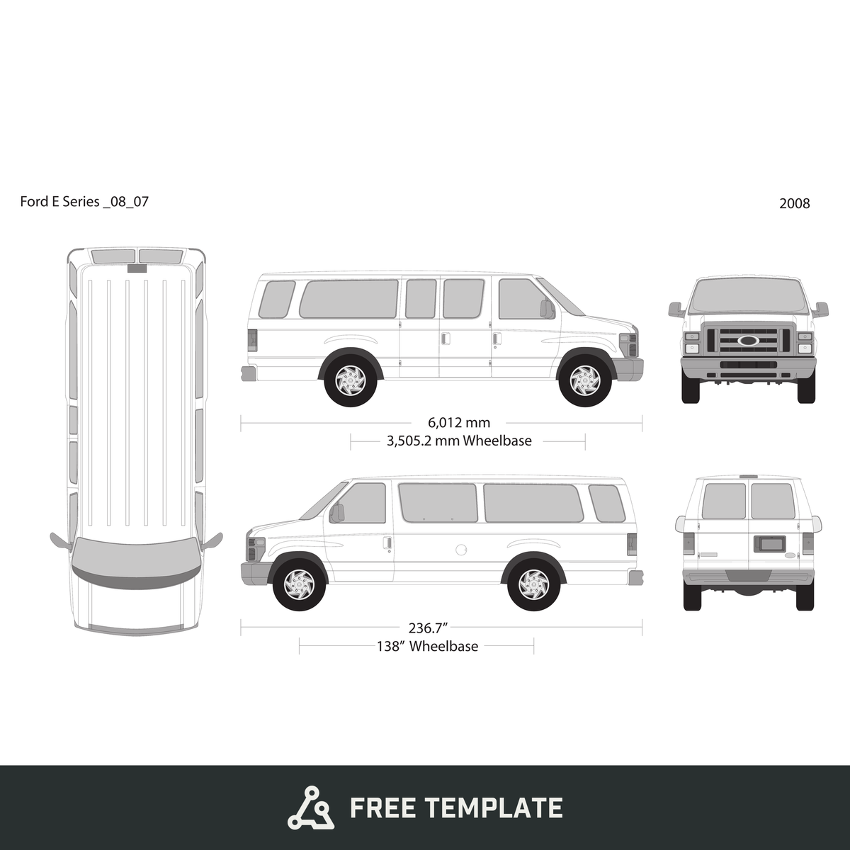 2008 Ford E Series free vector vehicle wrap template - GravBase