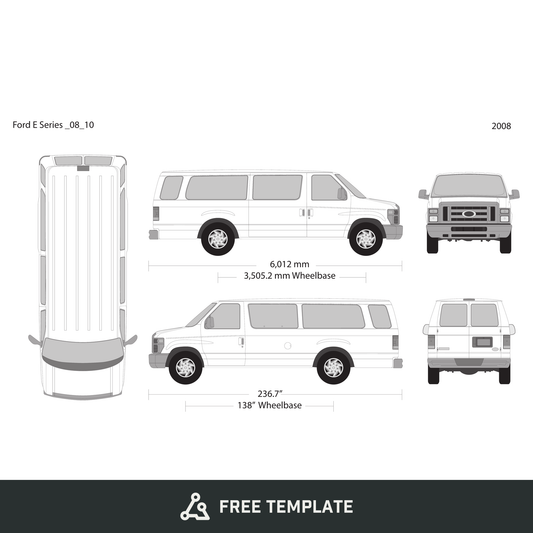 2008 Ford E Series free vector vehicle wrap template - GravBase