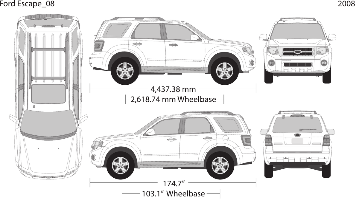 2008 Ford Escape vector wrap template, Design-Ready PDF - GravBase