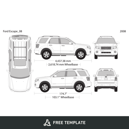 2008 Ford Escape free vector vehicle wrap template - GravBase