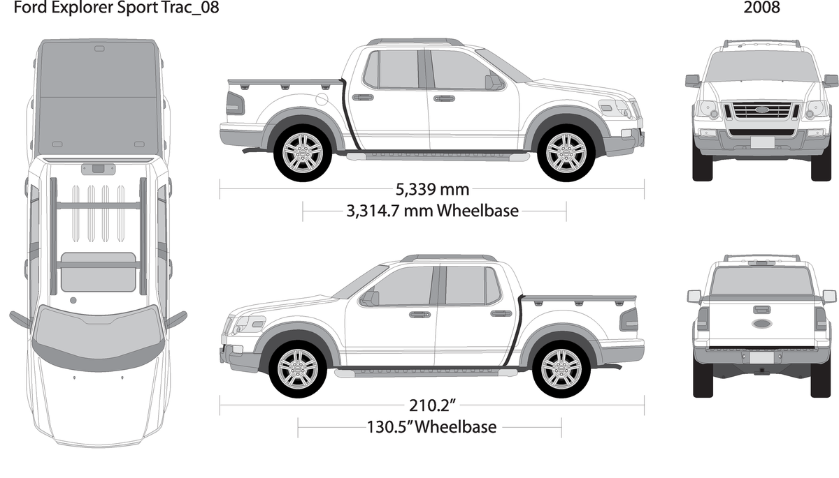 2008 Ford Explorer Sport Trac V08 Vehicle Wrap Template