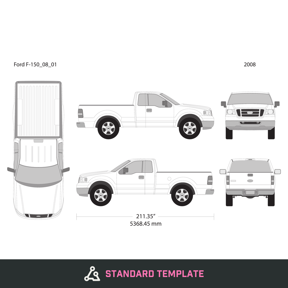 2008 Ford F-150 vector wrap template V01, Design-Ready PDF - GravBase