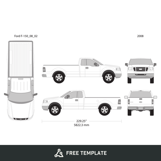 2008 Ford F-150 free vector vehicle wrap template - GravBase