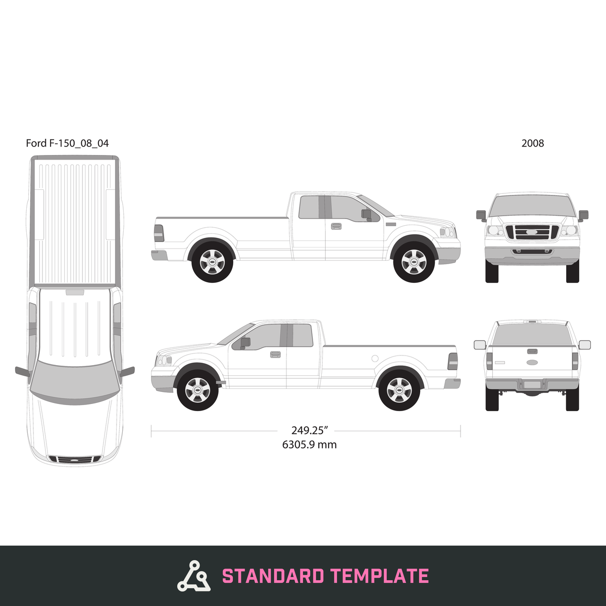 2008 Ford F-150 vector wrap template V04, Design-Ready PDF - GravBase