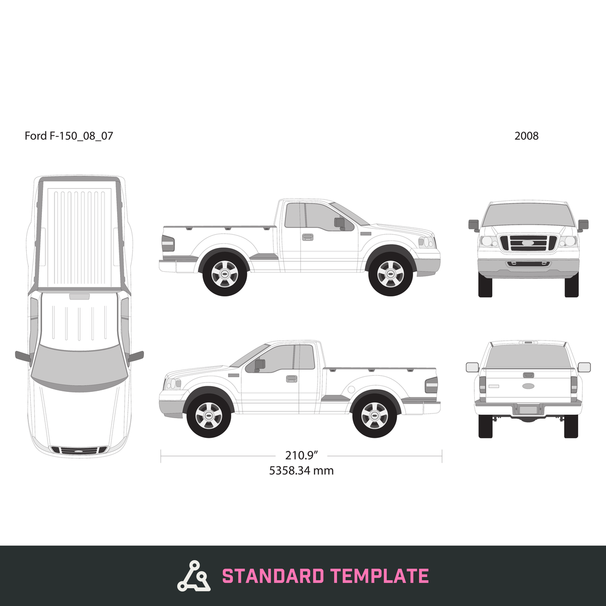 2008 Ford F-150 vector wrap template V07, Design-Ready PDF - GravBase