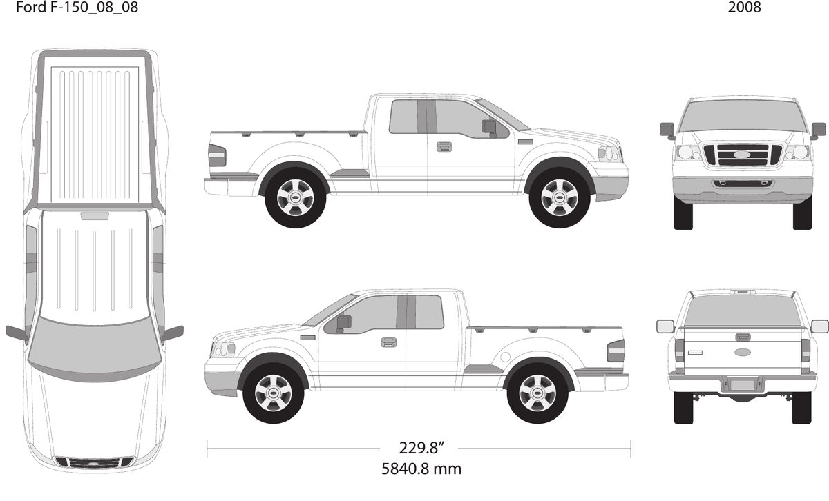 2008 Ford F-150 vector wrap template V08, Design-Ready PDF - GravBase