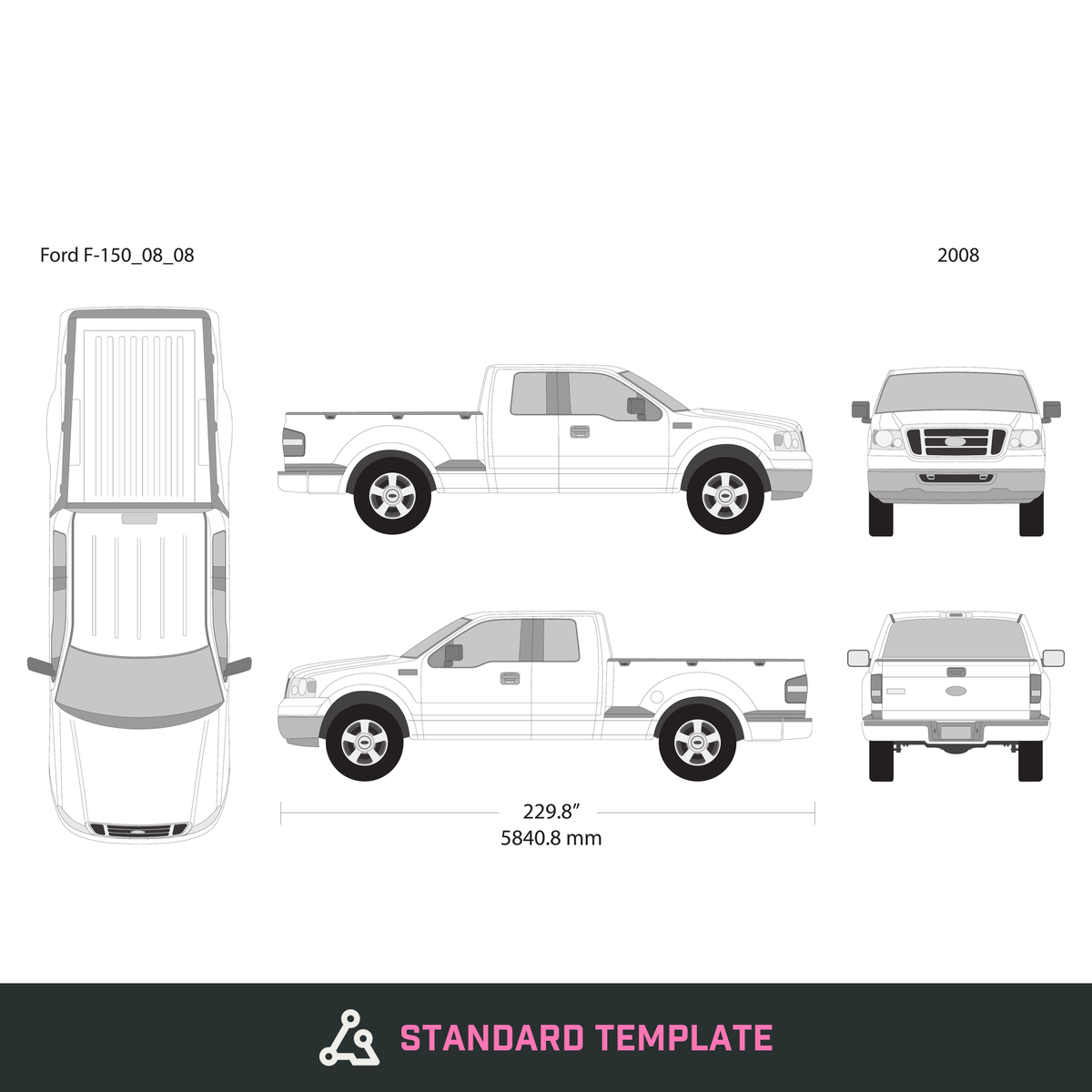 2008 Ford F-150 vector wrap template V08, Design-Ready PDF - GravBase
