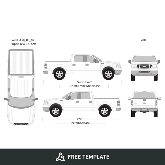 2008 Ford F-150 free vector vehicle wrap template - GravBase