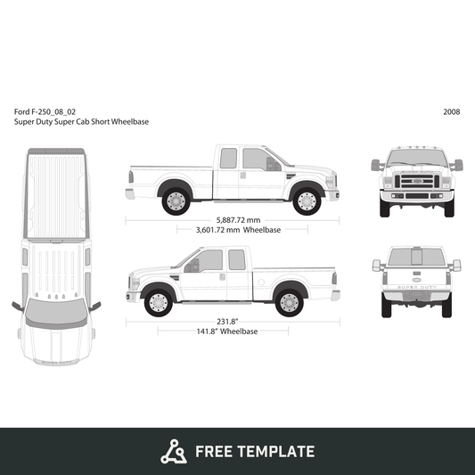2008 Ford F-250 free vector vehicle wrap template - GravBase