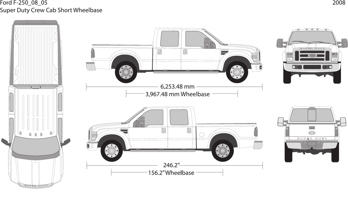2008 Ford F-250 vector wrap template V05, Design-Ready PDF - GravBase