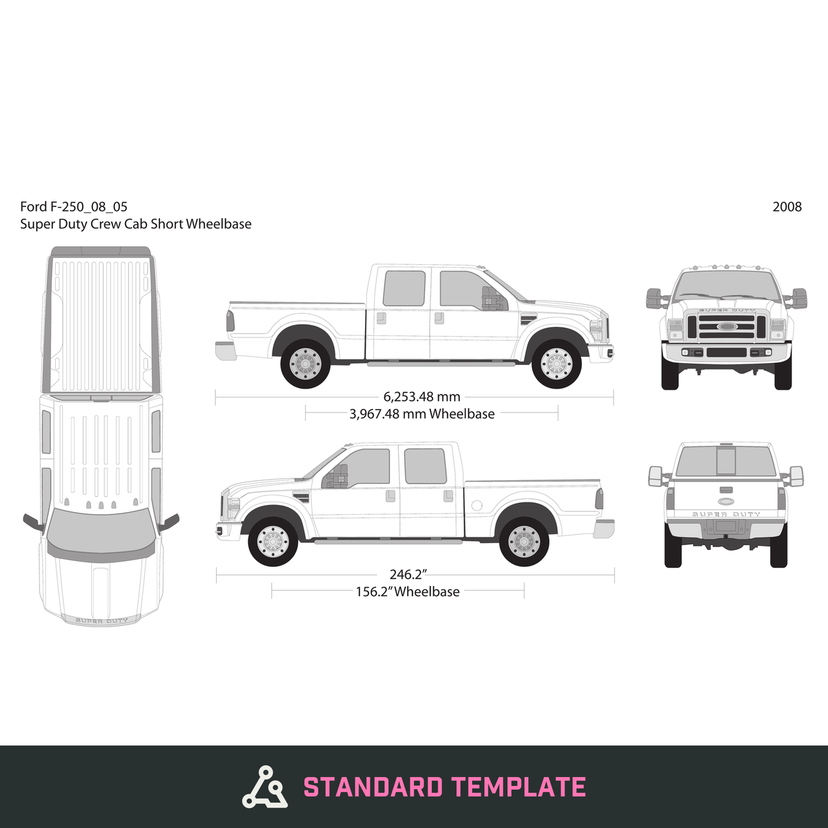 2008 Ford F-250 vector wrap template V05, Design-Ready PDF - GravBase