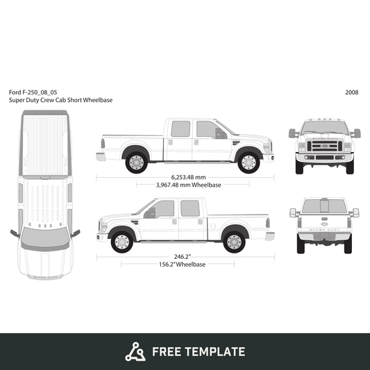 2008 Ford F-250 free vector vehicle wrap template - GravBase