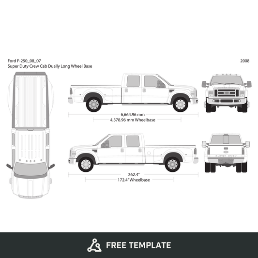 2008 Ford F-250 free vector vehicle wrap template - GravBase