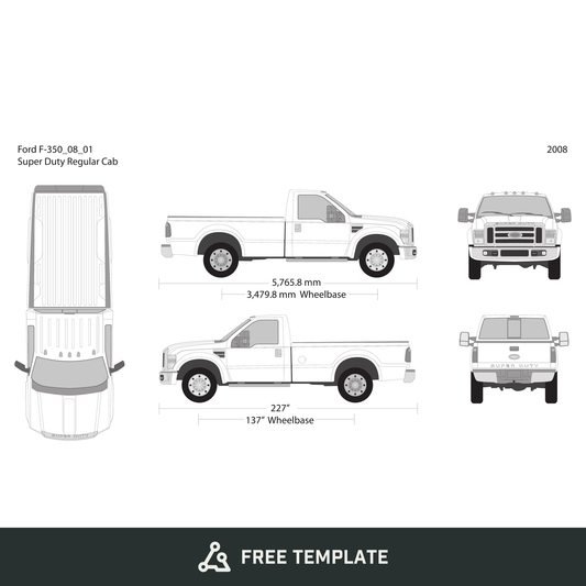 2008 Ford F-350 free vector vehicle wrap template - GravBase
