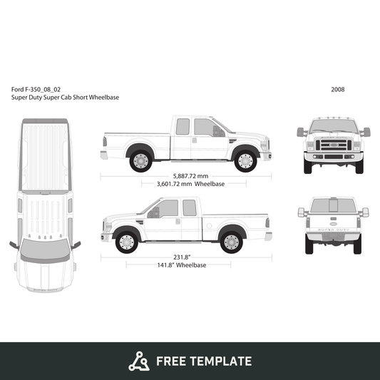 2008 Ford F-350 free vector vehicle wrap template - GravBase