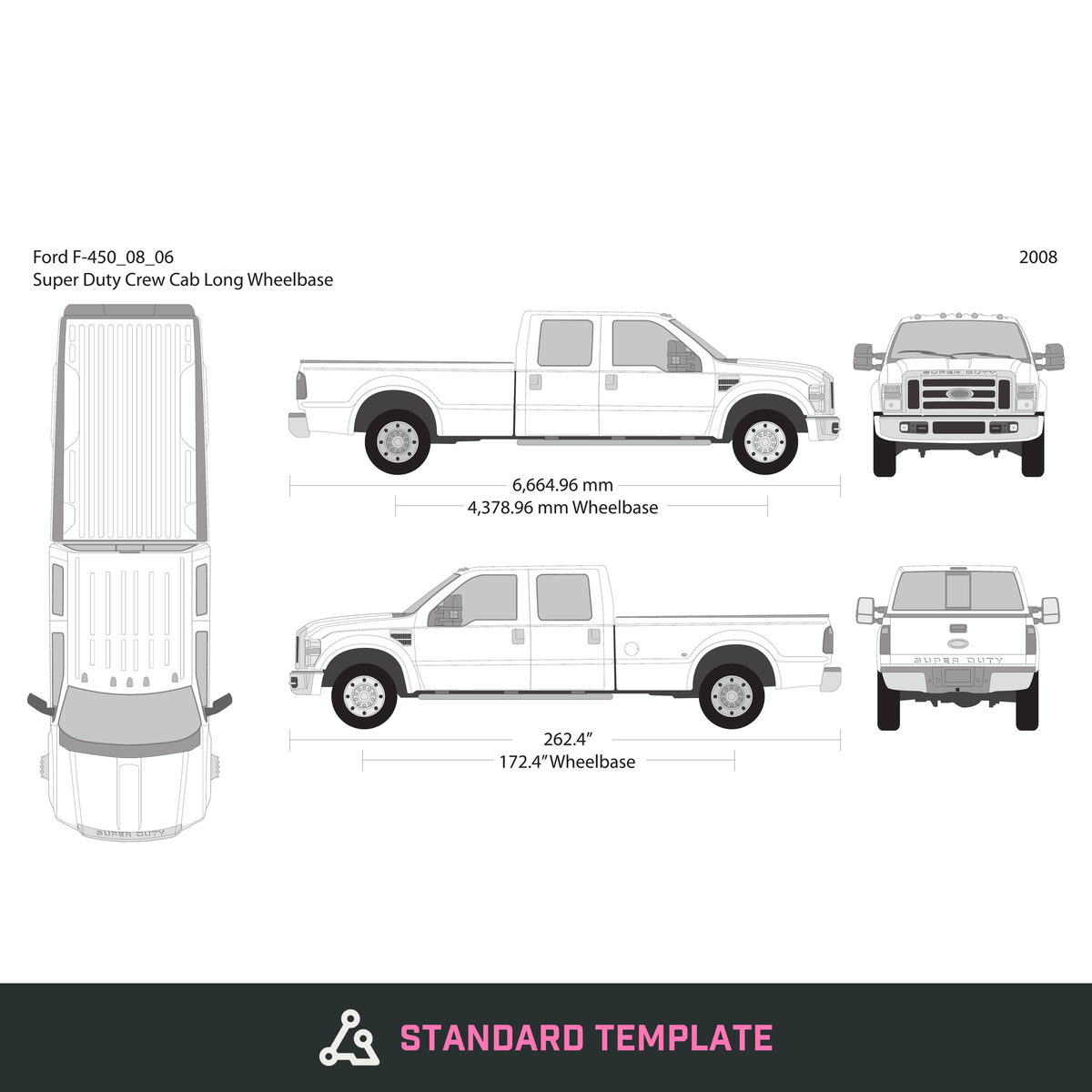 2008 Ford F-450 vector wrap template V06, Design-Ready PDF - GravBase