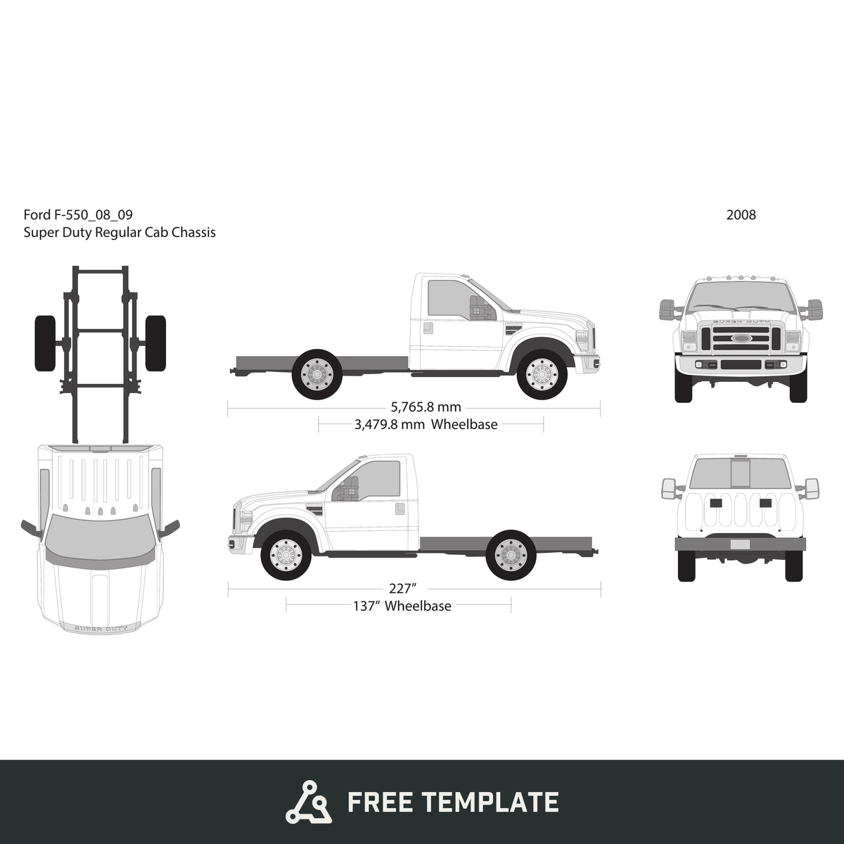 2008 Ford F-550 free vector vehicle wrap template - GravBase