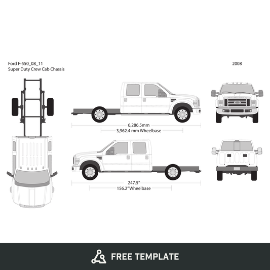 2008 Ford F-550 free vector vehicle wrap template - GravBase