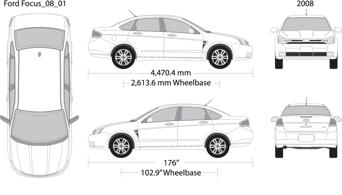 2008 Ford Focus V01 Vehicle Wrap Template