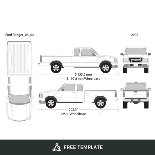 2008 Ford Ranger free vector vehicle wrap template - GravBase