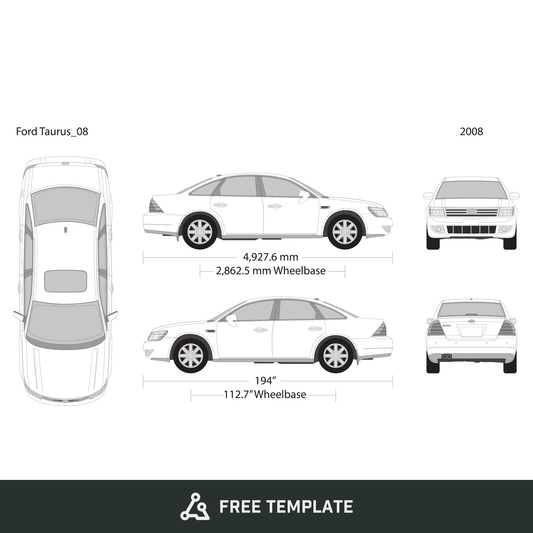 2008 Ford Taurus free vector vehicle wrap template - GravBase