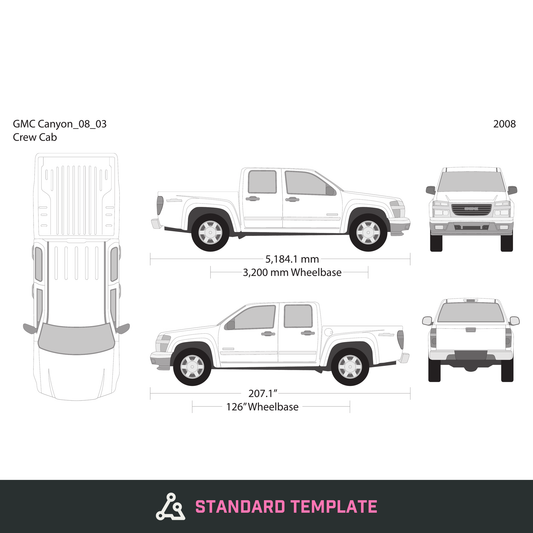 2008 GMC Canyon vector wrap template V03, Design-Ready PDF - GravBase