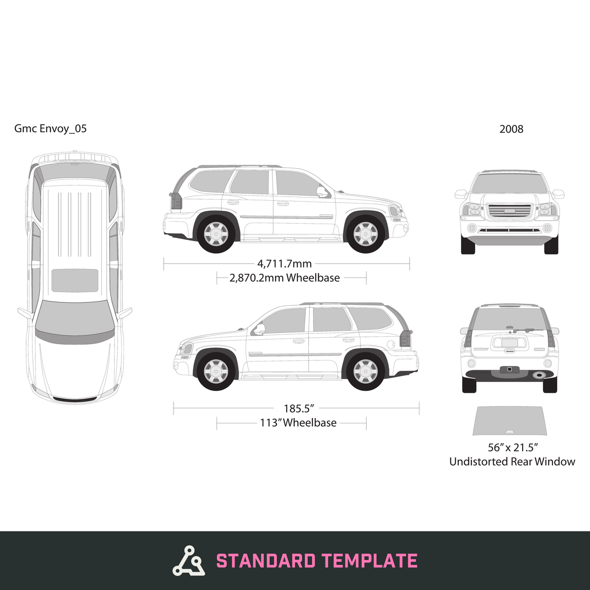 2008 GMC Envoy vector wrap template, Design-Ready PDF - GravBase