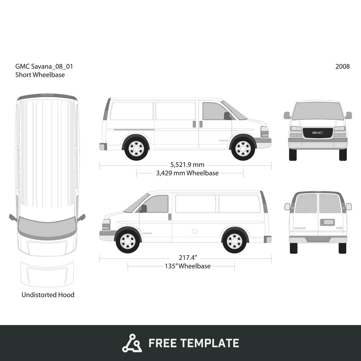 2008 GMC Savana free vector vehicle wrap template - GravBase