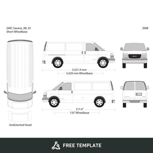 2008 GMC Savana free vector vehicle wrap template - GravBase
