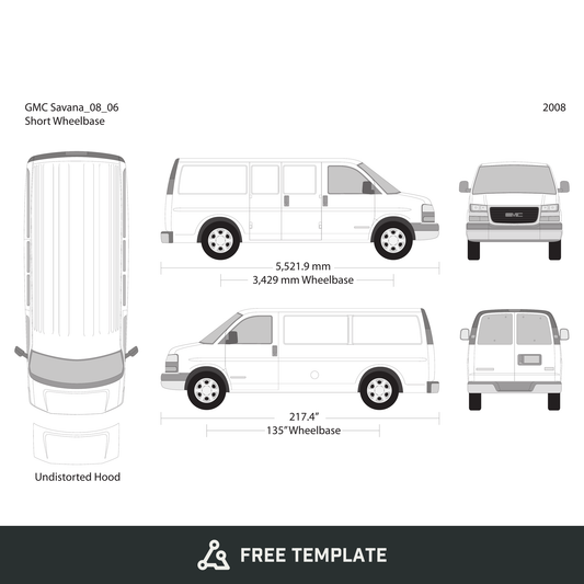 2008 GMC Savana free vector vehicle wrap template - GravBase